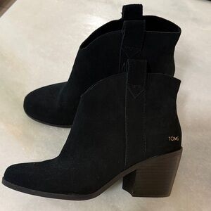 TOMS Black Suede Ankle Booties